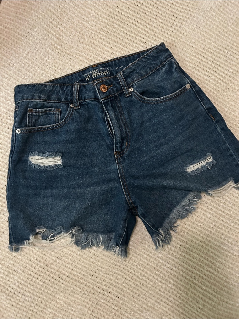 Rewash Dark Blue Distressed Cutoff Denim Shorts